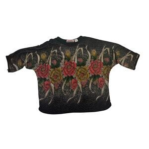 Vintage KOCAL Womens Oversized Paisley Floral Top Size Large Multicolor Pullover